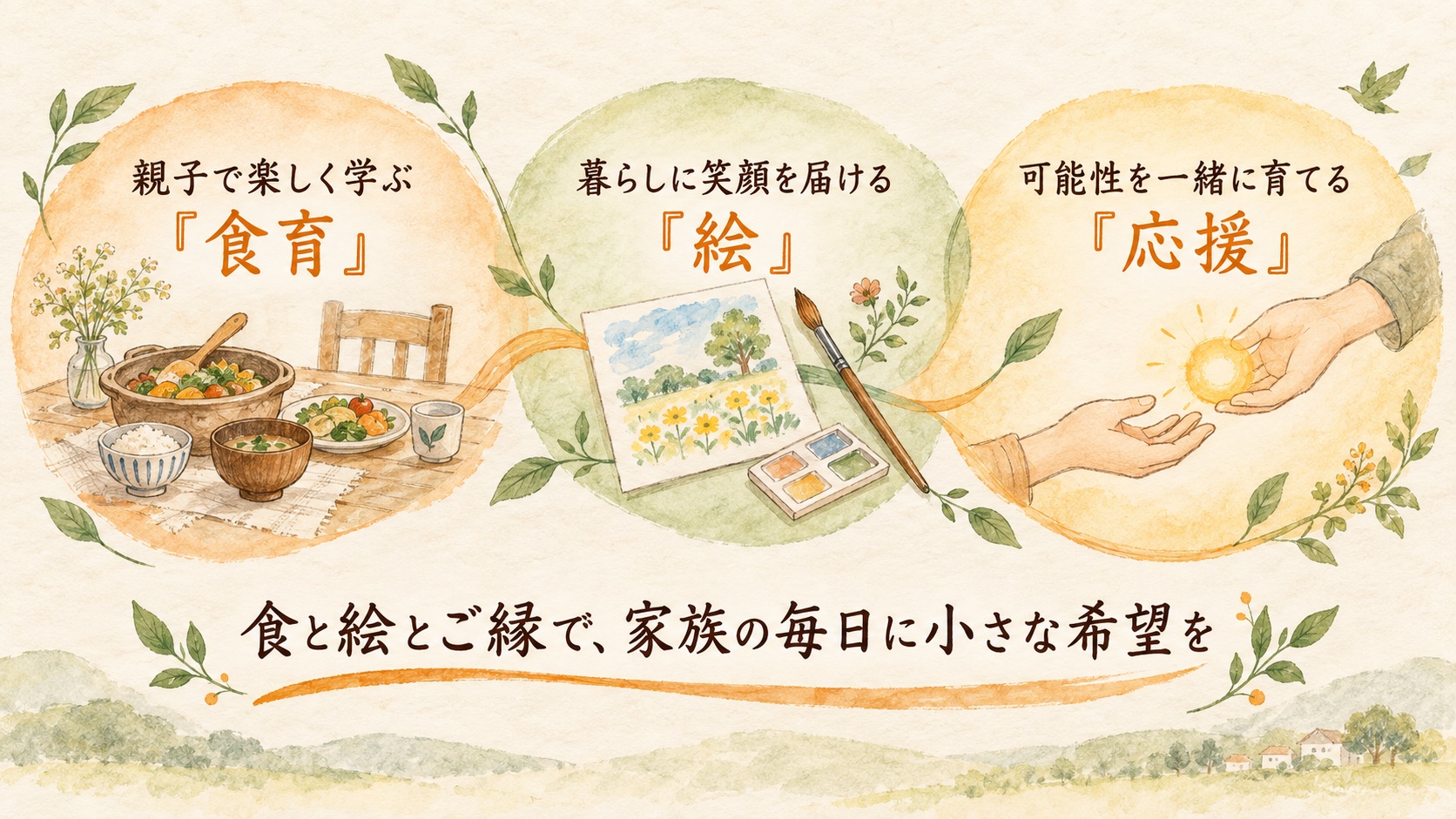 食育・絵・応援という井原ちよの活動を紹介した既存図解